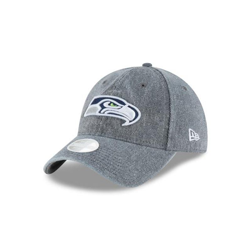 NFL Seattle Seahawks Womens Faded Denim 9Twenty Adjustable (HUR5910) - Grey New Era Caps